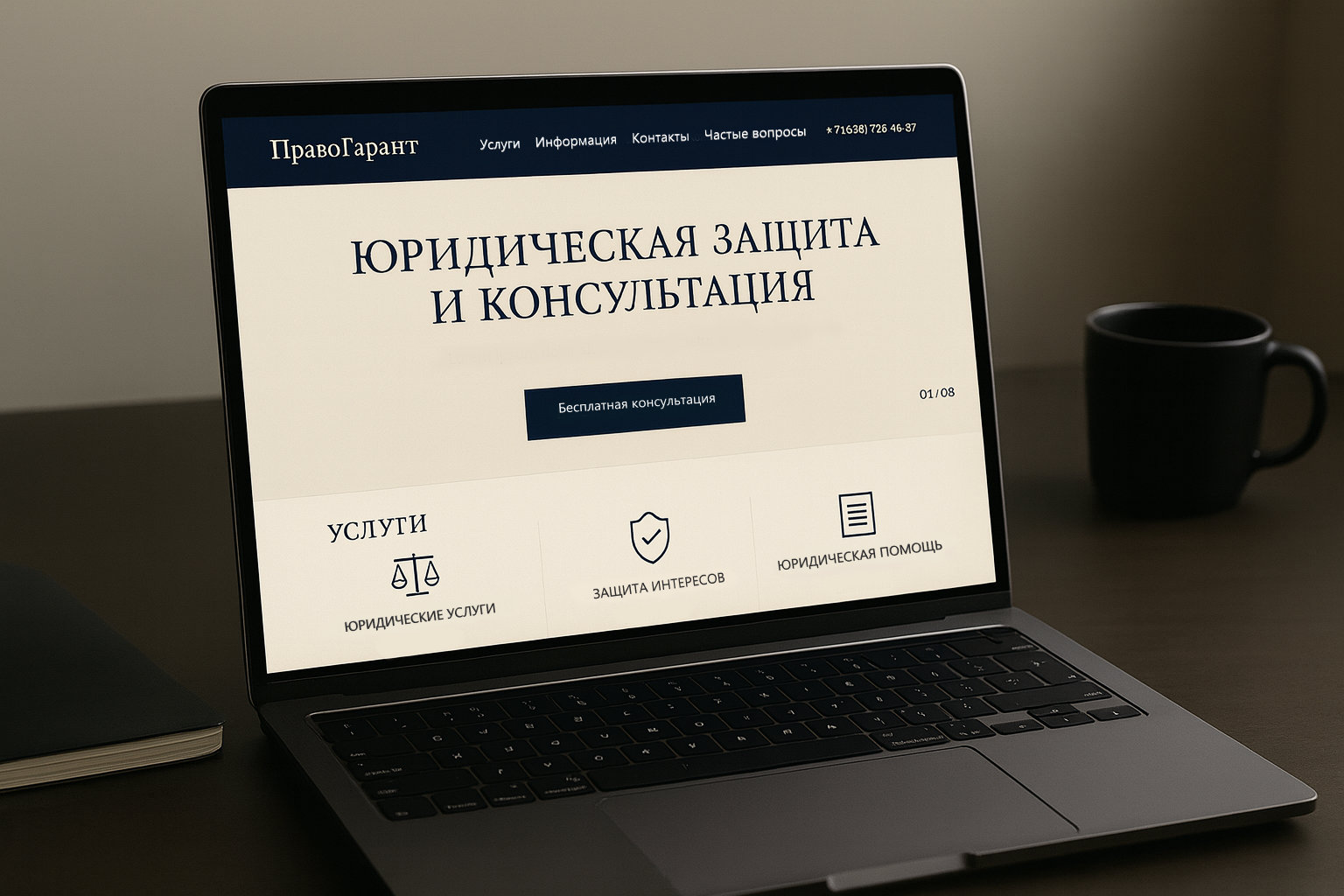 Корпоративный сайт юридической фирмы ПравоГарант - создание веб-студией Mevero